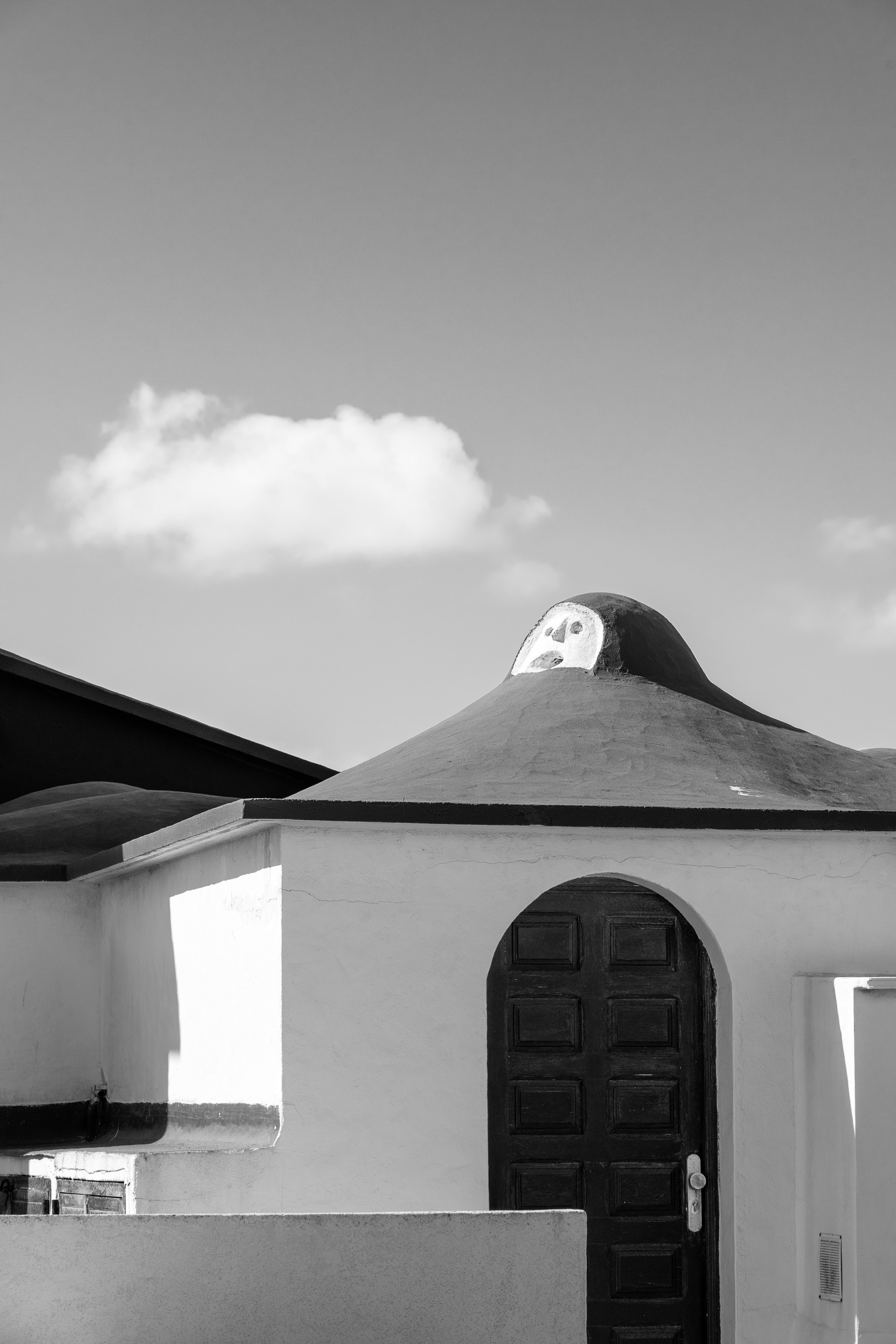 Black and white contemporary architecture with dome